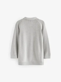 Next Gris clair - Manches longues Quarter Zip Knitted Polos (3mths-7yrs) Best