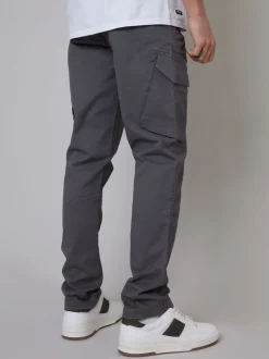 Threadbare Gris clair - Pantalon cargo coton stretch Sale