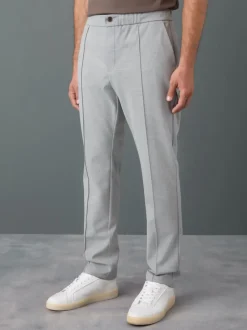 Next Gris clair - Pantalon élégant à taille élastique avec contenu en laine Clearance