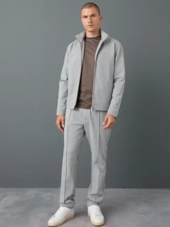 Next Gris clair - Pantalon élégant à taille élastique avec contenu en laine Clearance