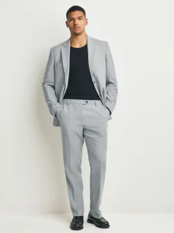 Next Gris clair - Pantalons élégants texturés coupe classique avec ceinture extensible Sale