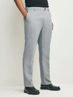 Next Gris clair - Pantalons élégants texturés coupe classique avec ceinture extensible Sale