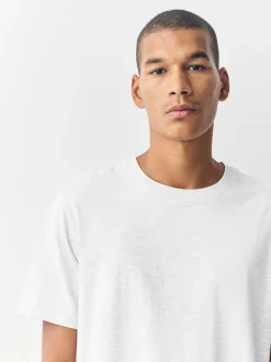 Next - Slim Fit (Slim Fit) - T-shirt Essential Col rond en coton Gris clair chiné Outlet