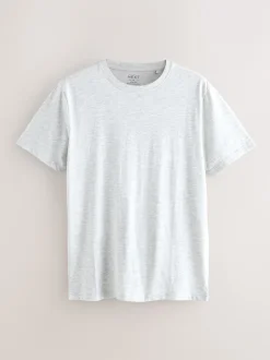 Next - Slim Fit (Slim Fit) - T-shirt Essential Col rond en coton Gris clair chiné Outlet