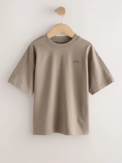 Next Gris clair/marron/gris foncé/vert - Lot de 4 T-shirts à Manches courtes avec Logo Graphique sur la Poitrine (3-16ans) Best