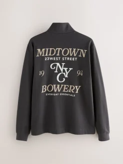 Next Gris d'ardoise - Ensemble pyjama à manches longues brodé à col zippé New