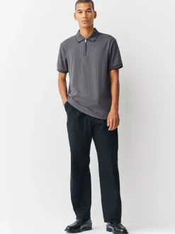 Next Gris d'ardoise - Slim Fit (Slim Fit) - Polo habillé en jacquard Best
