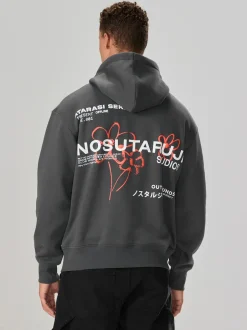 Next - Sweat à capuche Imprimé graphique Gris d'ardoise Clearance