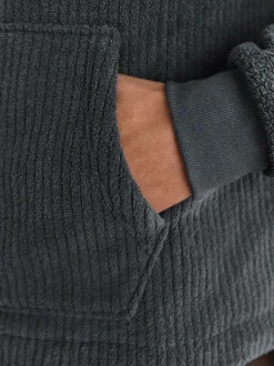 Next Gris d'ardoise - Sweat-shirt à capuche Borg à texture côtelée Discount