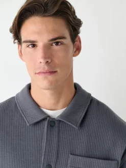 Next Gris d'ardoise - Veste-chemise à bouton-chemise à texture linéaire Hot