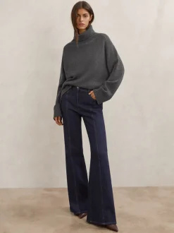 Reiss - Pull col roulé en laine et cachemire Brooklyn Gris de charbon de bois Clearance