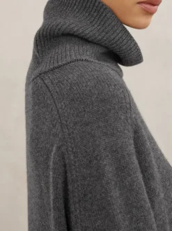 Reiss - Pull col roulé en laine et cachemire Brooklyn Gris de charbon de bois Clearance