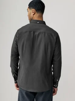 Next - Chemise Oxford stretch à manches longues Gris de charbon de bois Best