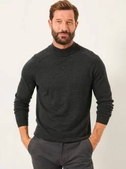 Fat Face Gris de charbon de bois - Pull FatFace en maille à col roulé Outlet