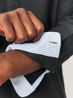 Next - Slim Fit (Slim Fit) - Chemise Oxford à manches longues Gris de charbon de bois New