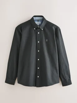 Next - Slim Fit (Slim Fit) - Chemise Oxford à manches longues Gris de charbon de bois New