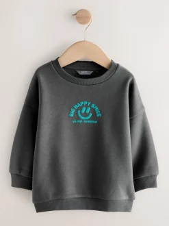 Next - Sweat imprimé All-over Col rond (3mois -7ans) Gris de charbon de bois Online