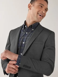 Next Gris de charbon de bois - - Veste de costume à deux boutons Skinny Fit (Skinny Fit) Hot