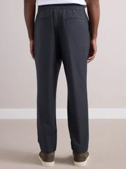 Next Gris de charbon de bois - Pantalons Habillé texturés à taille élastiquée en laine Online