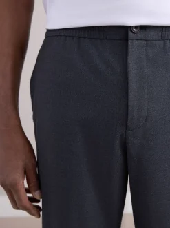 Next Gris de charbon de bois - Pantalons Habillé texturés à taille élastiquée en laine Online