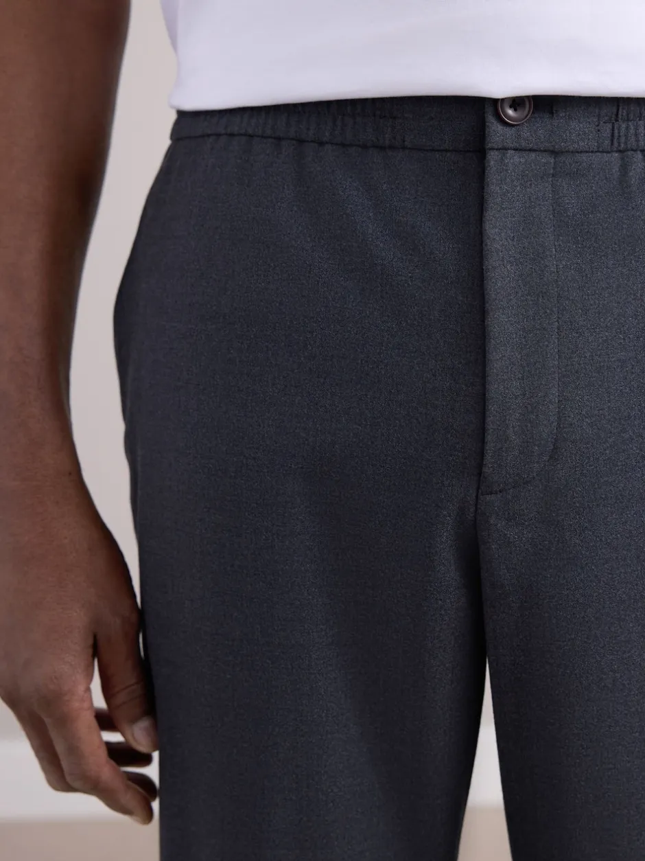 Next Gris de charbon de bois - Pantalons Habillé texturés à taille élastiquée en laine Online