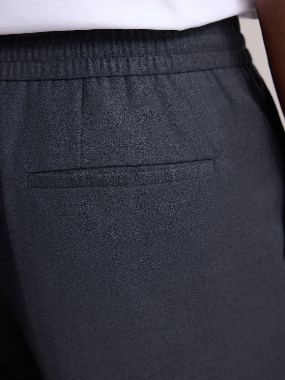 Next Gris de charbon de bois - Pantalons Habillé texturés à taille élastiquée en laine Online