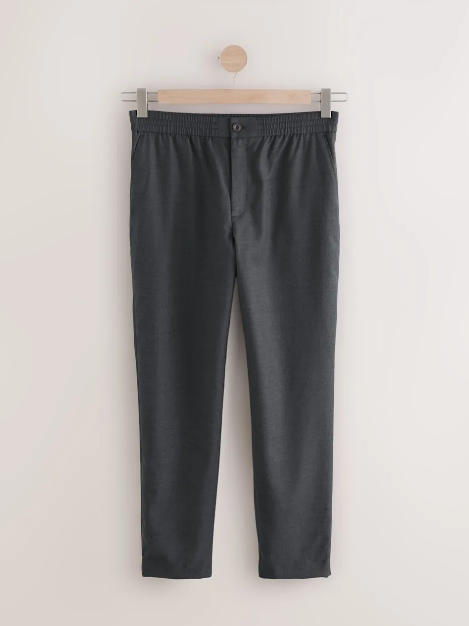 Next Gris de charbon de bois - Pantalons Habillé texturés à taille élastiquée en laine Online