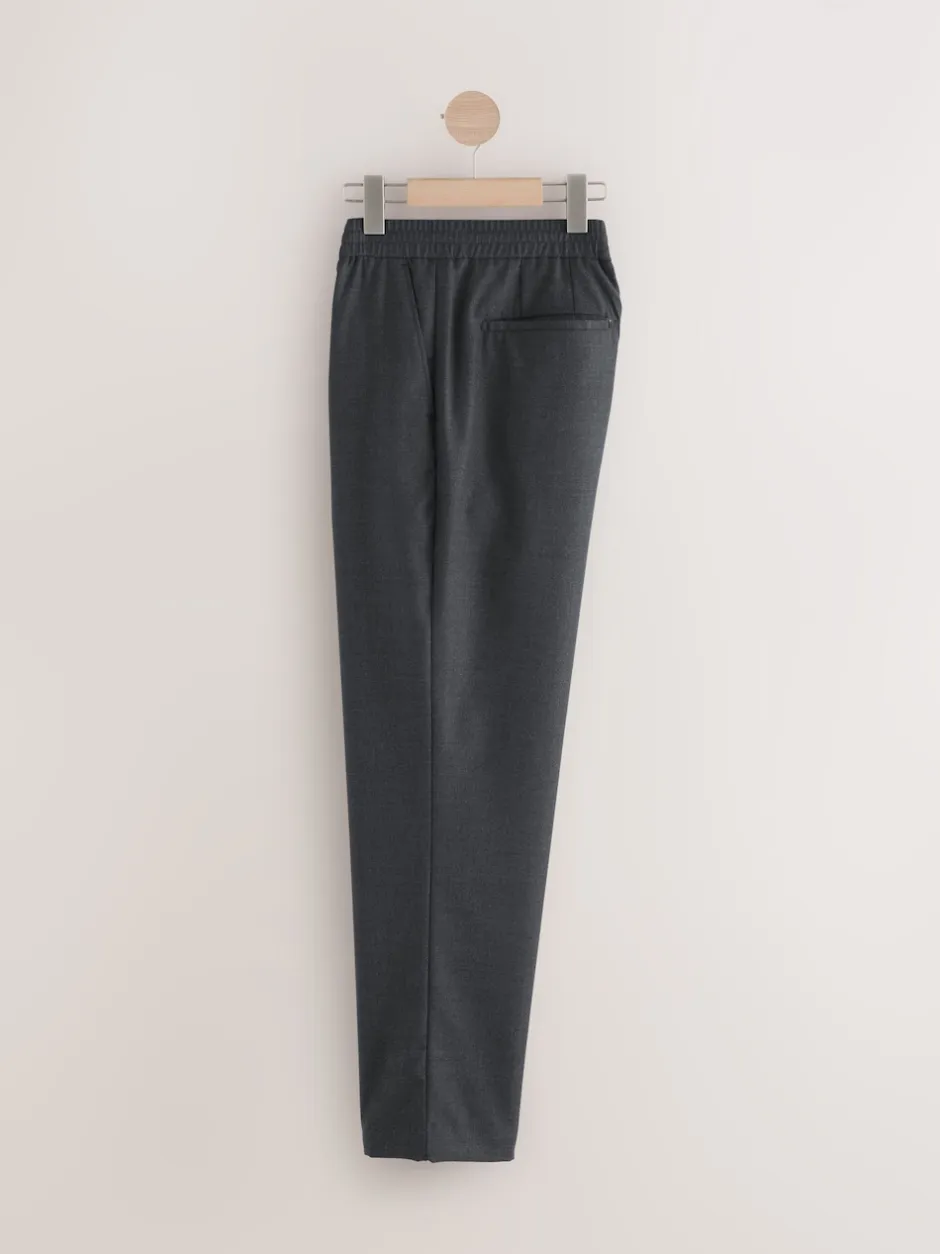 Next Gris de charbon de bois - Pantalons Habillé texturés à taille élastiquée en laine Online