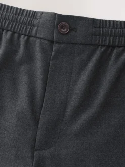 Next Gris de charbon de bois - Pantalons Habillé texturés à taille élastiquée en laine Online