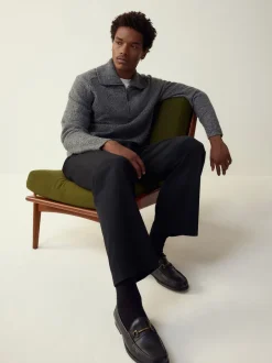 Next Gris de charbon de bois - Pull à encolure zippée en laine Sale