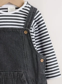 Next Gris de charbon de bois - Ensemble salopette et body en jean bébé (0 mois-2 ans) Best