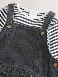 Next Gris de charbon de bois - Ensemble salopette et body en jean bébé (0 mois-2 ans) Best