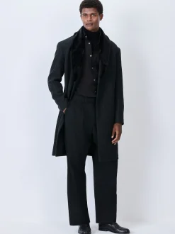 Next Gris de charbon de bois - Manteau Epsom à carreaux riches en laine avec revers bordé de fourrure Hot