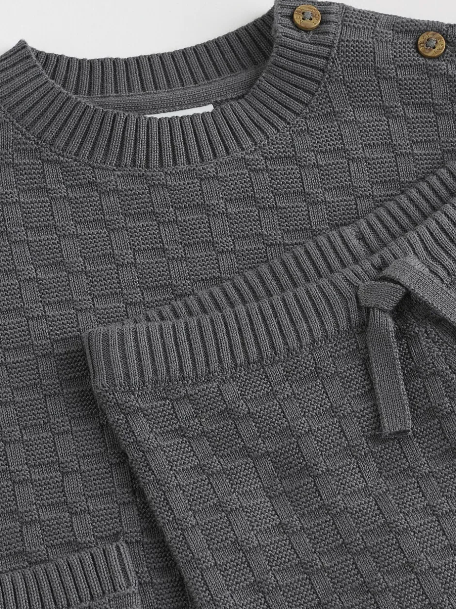 Next Gris de charbon de bois - Ensemble bébé pull et legging en tricot texturé 100 % coton (0mois -3ans)