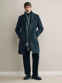 Next Gris de charbon de bois - Signature Manteau en laine richement rembourré en tissu italien doux au toucher Col cheminée Coat