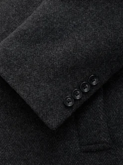 Next Gris de charbon de bois - Signature Manteau en laine richement rembourré en tissu italien doux au toucher Col cheminée Coat