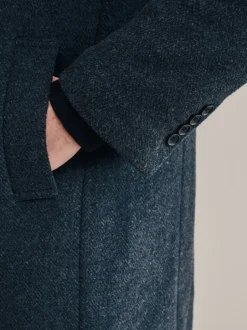 Next Gris de charbon de bois - Signature Manteau en laine richement rembourré en tissu italien doux au toucher Col cheminée Coat