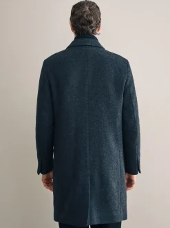 Next Gris de charbon de bois - Signature Manteau en laine richement rembourré en tissu italien doux au toucher Col cheminée Coat