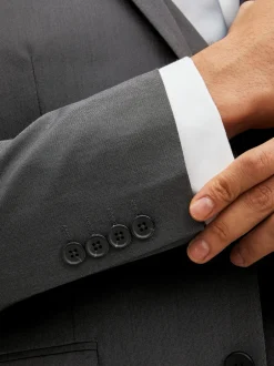 Next Gris de charbon de bois - - Veste de costume à deux boutons Slim Fit (Slim Fit) Outlet