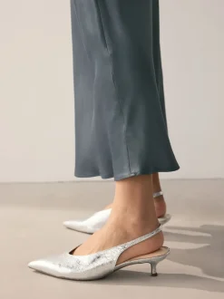 Next - Jupe Midi Satin Gris de charbon de bois Hot