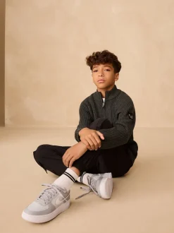 Next Gris de charbon de bois - Pull utilitaire en maille à col zippé (3-16ans) Best