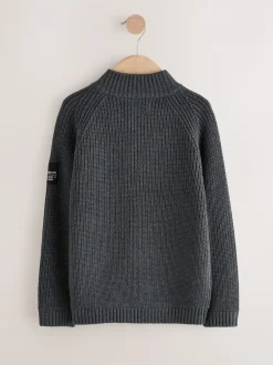 Next Gris de charbon de bois - Pull utilitaire en maille à col zippé (3-16ans) Best