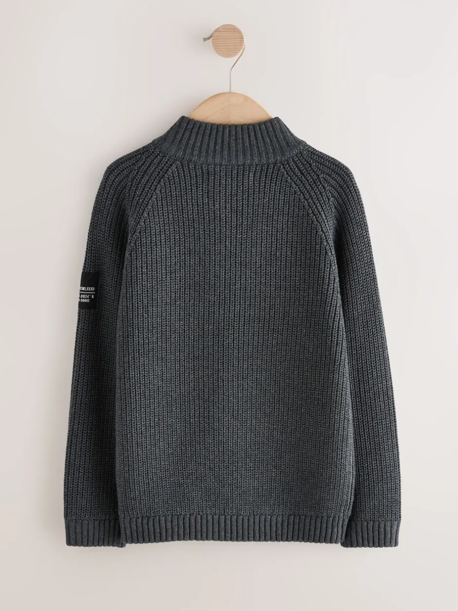 Next Gris de charbon de bois - Pull utilitaire en maille à col zippé (3-16ans) Best