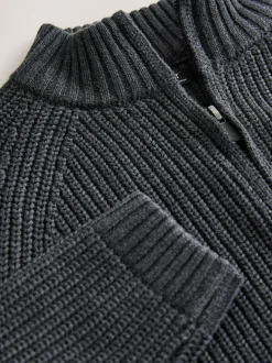 Next Gris de charbon de bois - Pull utilitaire en maille à col zippé (3-16ans) Best