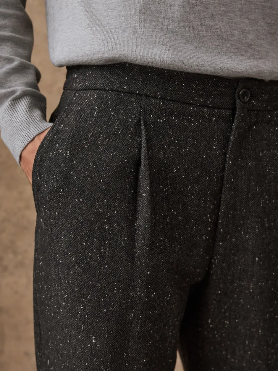 Next Gris de charbon de bois - Pantalon à chevrons texturé élégant coupe droite avec laine Best