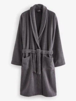 Next - Peignoir en tissu éponge et coton Gris de charbon de bois Discount