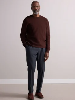 Next Gris de charbon de bois - Pantalon élégant riche en laine texturé avec pattes d'ajustement sur les côtés Discount