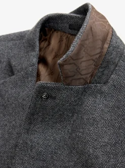 Next Gris de charbon de bois - Ajustement régulier - Blazer à chevrons riche en laine Online