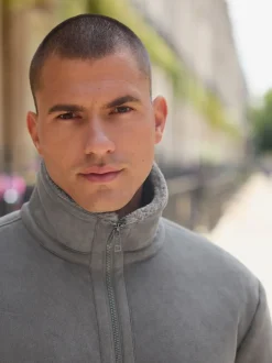 Next Gris de charbon de bois - Veste imitation daim doublure aspect peau de mouton Best