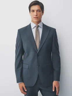 Next Gris de charbon de bois - Slim Fit (Slim Fit) - Veste de costume Coupe ajustée Motion Flex Mélange en laine Best